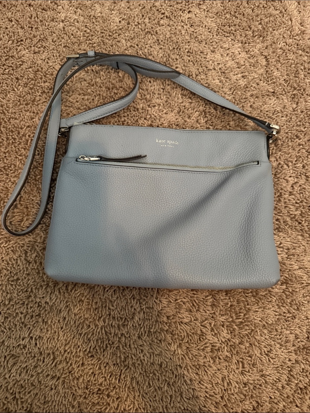 kate spade Pebbled Leather Crossbody in Slate Blue